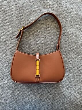 Charles & Keith Metallic-Accent Shoulder Bag in Chocolate